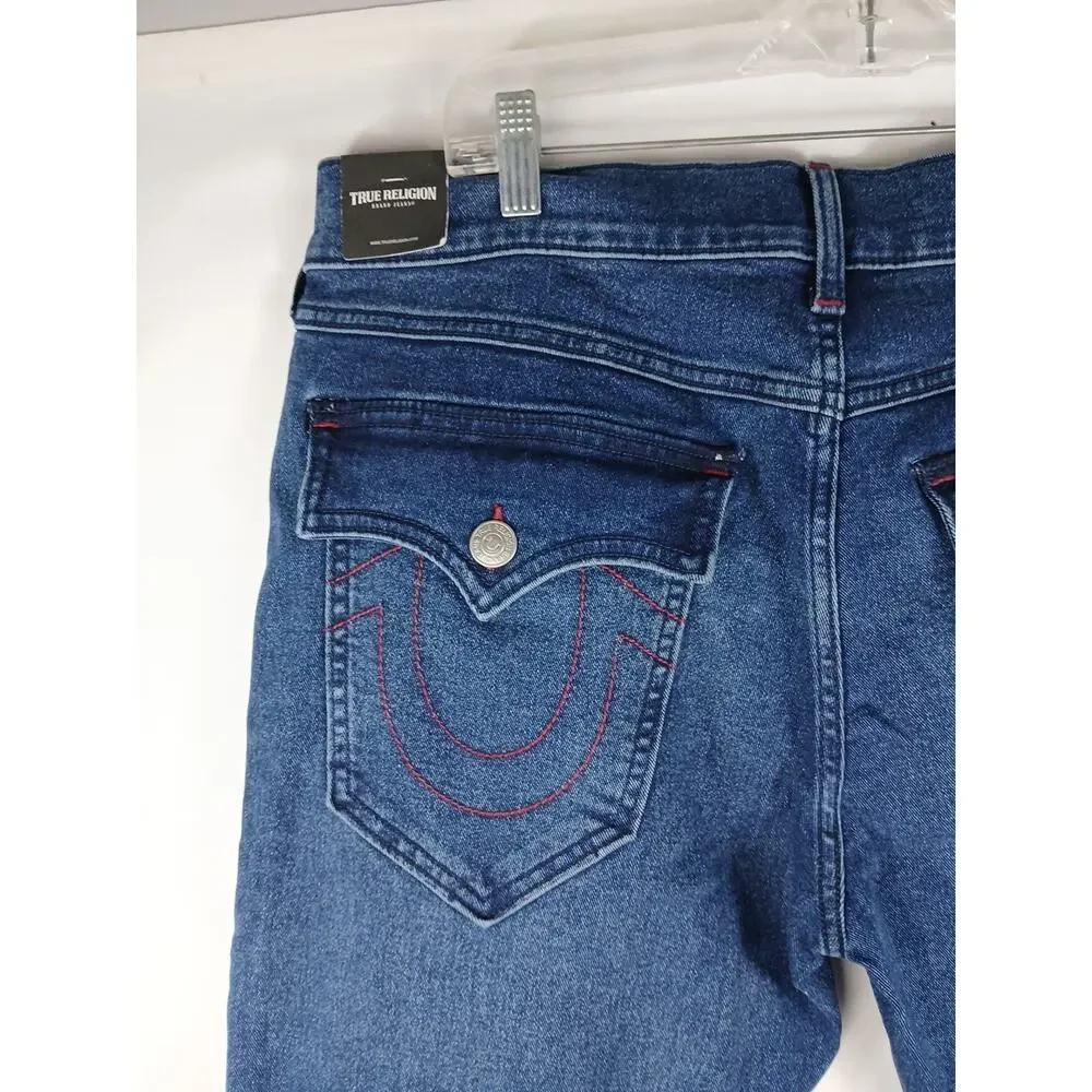 True Religion Blue Jeans Ricky SN Flap Straight Men's US Size 34 New With Tags